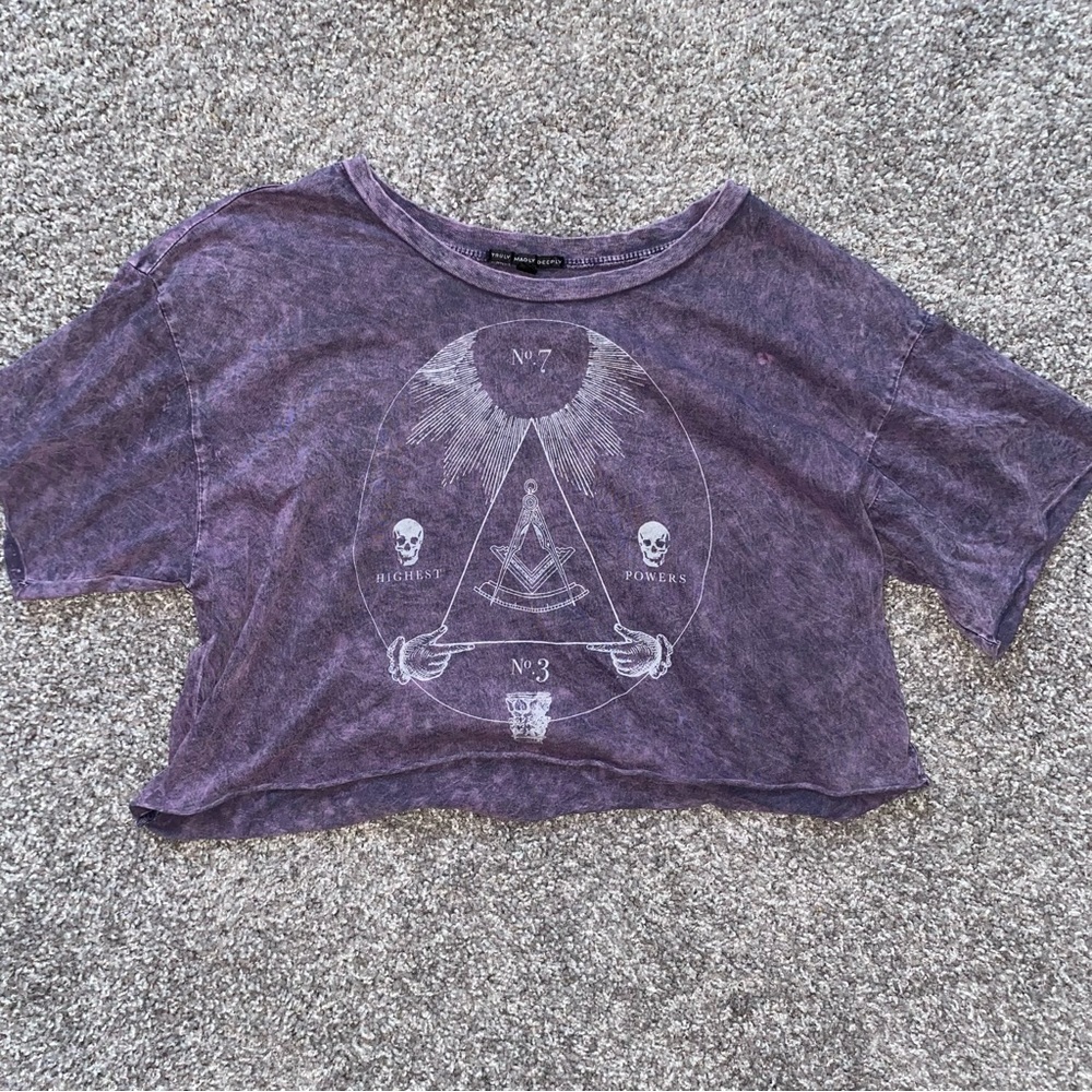 Acid Wash Purple Crop Top